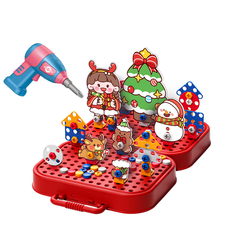 Children's Electric Drill Screwdriver Assembly Building Blocks Disassembly Toy Toolbox Nut Combination DIY Puzzle Assembly Model