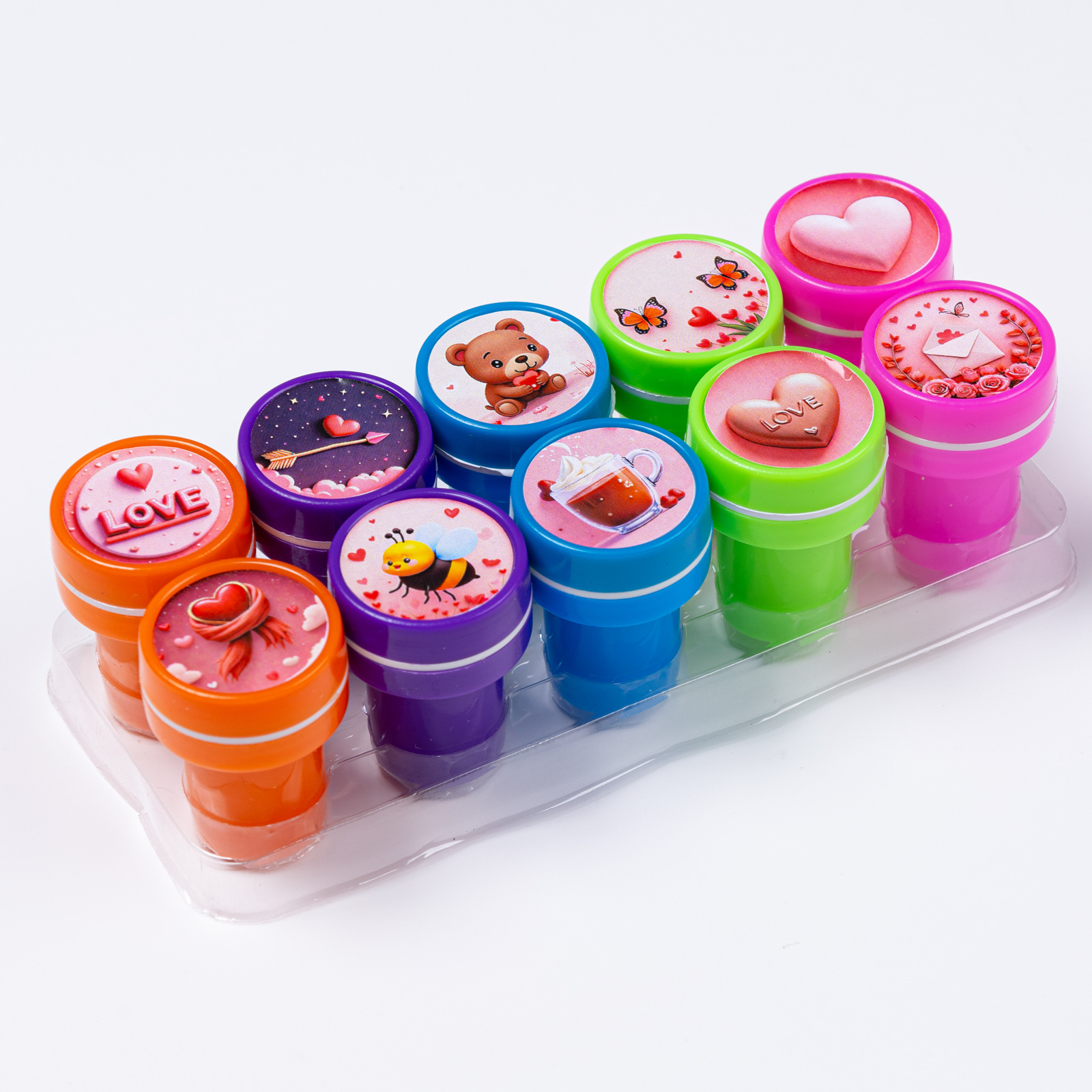 Детские штампы на День святого Валентина, 10 штампов, 12 штампов, 24 штампа, сердечные штампы, игрушки, маленькие подарки