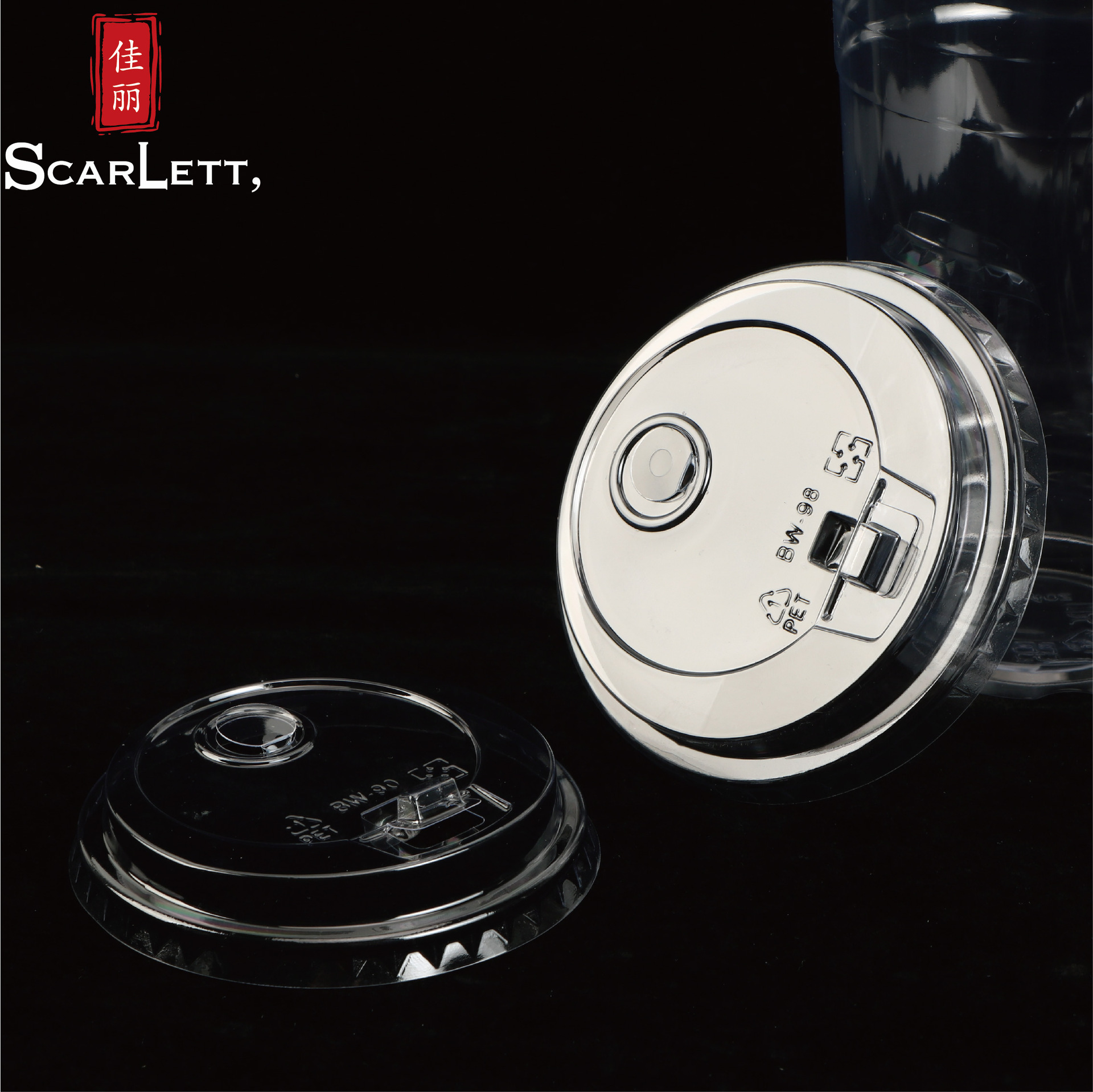 Double hole cup lid disposable coffee lid 90/95/98 mouthpiece beverage cup transparent pet plastic cup lid milk tea cup lid