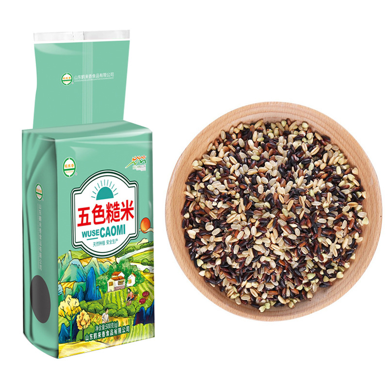 Hulaixiang five-color brown rice 500g coarse grain rice wholesale cereal porridge coarse grain black rice red rice buckwheat OEM