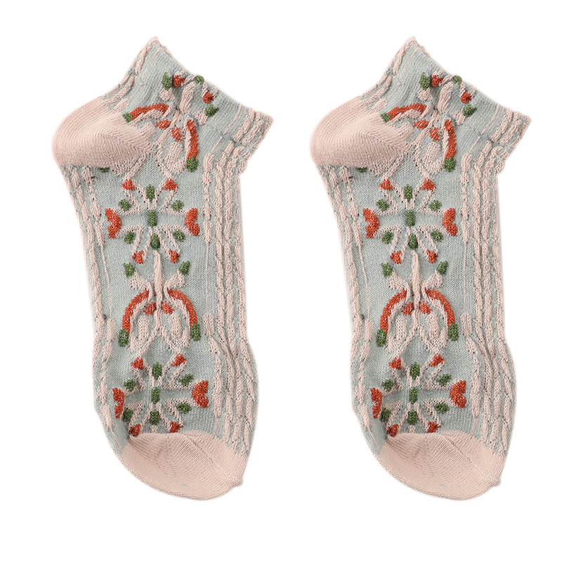 Women's Short Socks Trendy Breathable Low-Cut Retro Style Ankle Socks