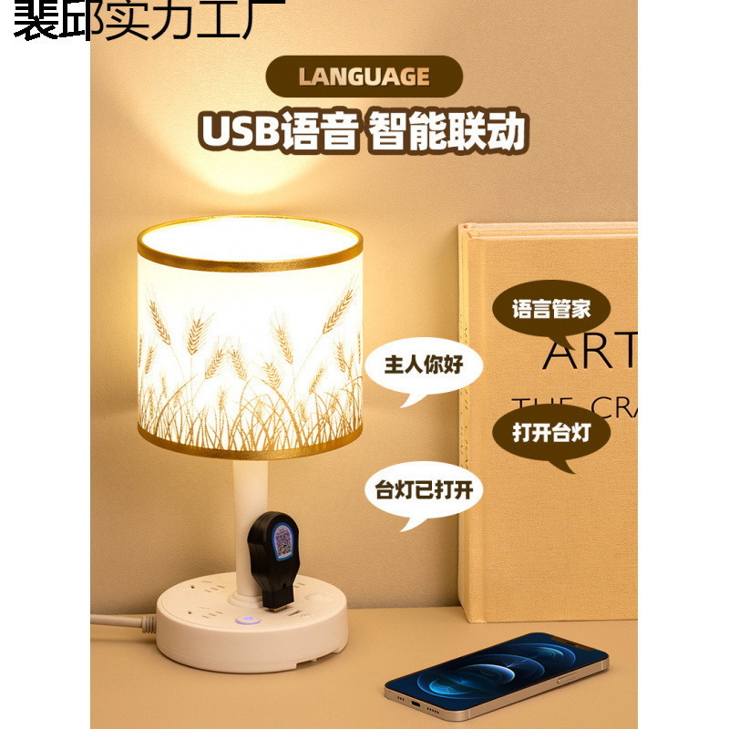 Decorative Table Lamp Socket Integrated Bedroom Bedside Lamp Light Luxury Appearance Eye Protection Sleep Night Light