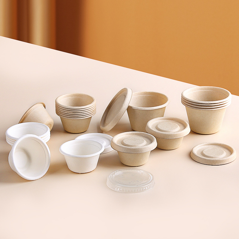Disposable Pulp Sauce Cup Degradable Sauce Box Barbecue Salad Sushi Oil Vinegar Sauce Cup Pepper seasoning Box