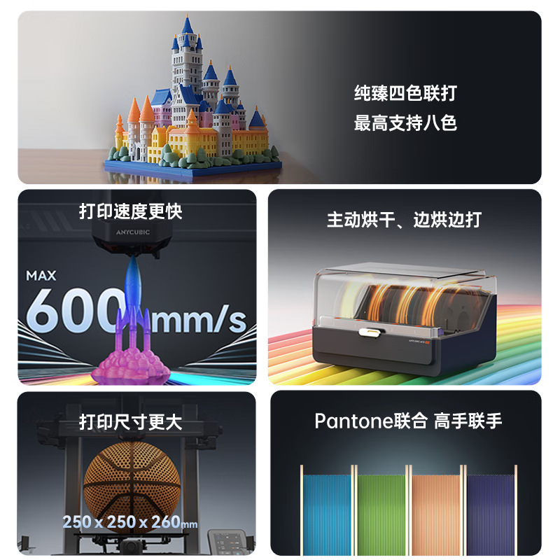 Anycub 3D Printer Kobra 3 Combo Fully Automatic Leveling Fdm Home High-Speed Desktop Multi-Color