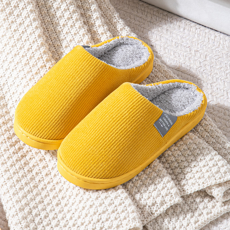 Cotton Slippers for Women in Autumn and Winter, Couple's Home Slippers, Indoor Confinement Shoes, Warm Cotton Shoes, Non-Slip Plush Cotton Slippers, Simple