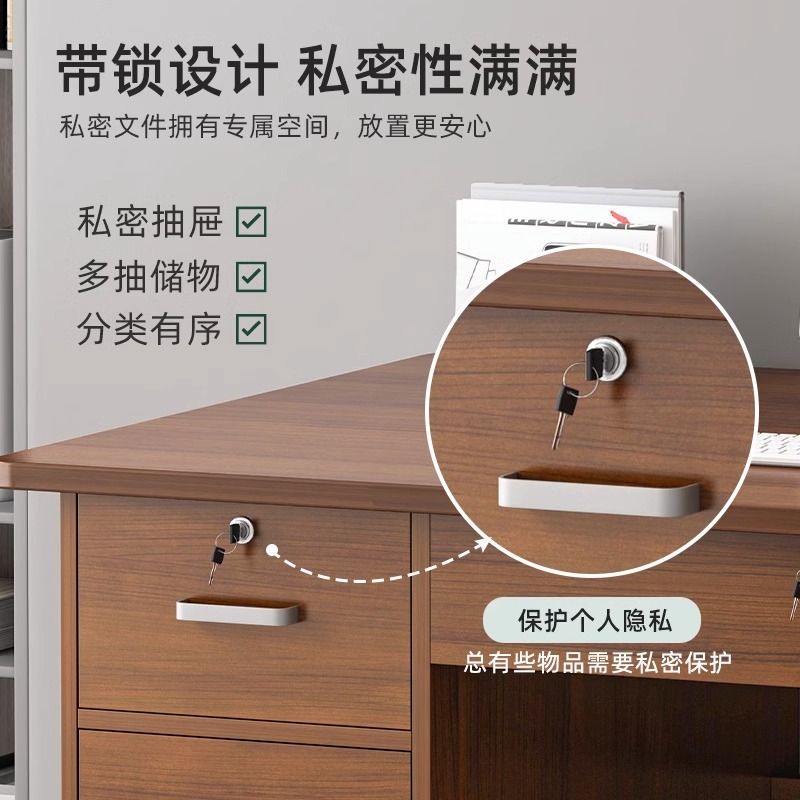 Office Desk Home Computer Desk with Lock Desktop Simple Table Workbench with Drawer Desk Staff Table and Chair Combination