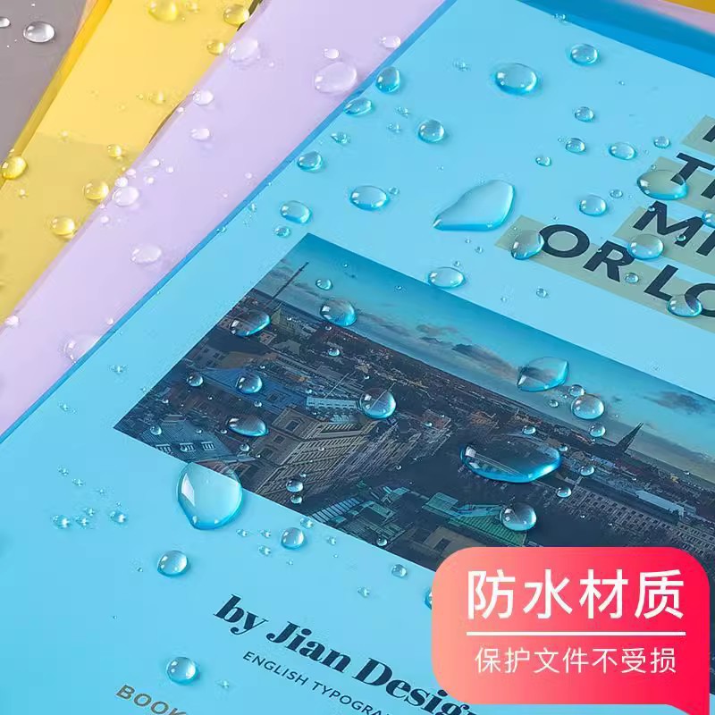 A4 single clip insert L-type transparent folder color student test paper folder storage file bag file cover printing