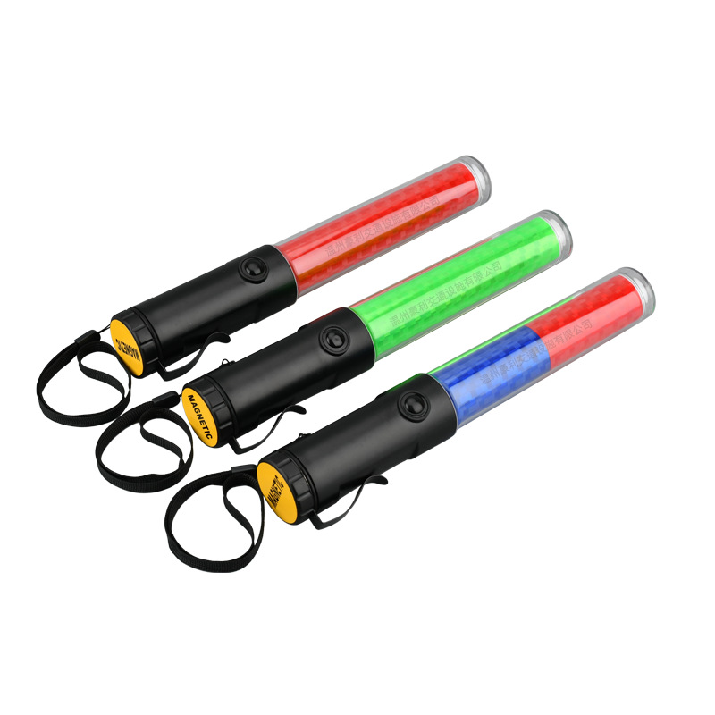 26cm Rechargeable Baton with Red and Blue Led Flashing Light for Traffic, Fire Emergency, Fluorescent Stick with Magnet Hook, Rechargeable