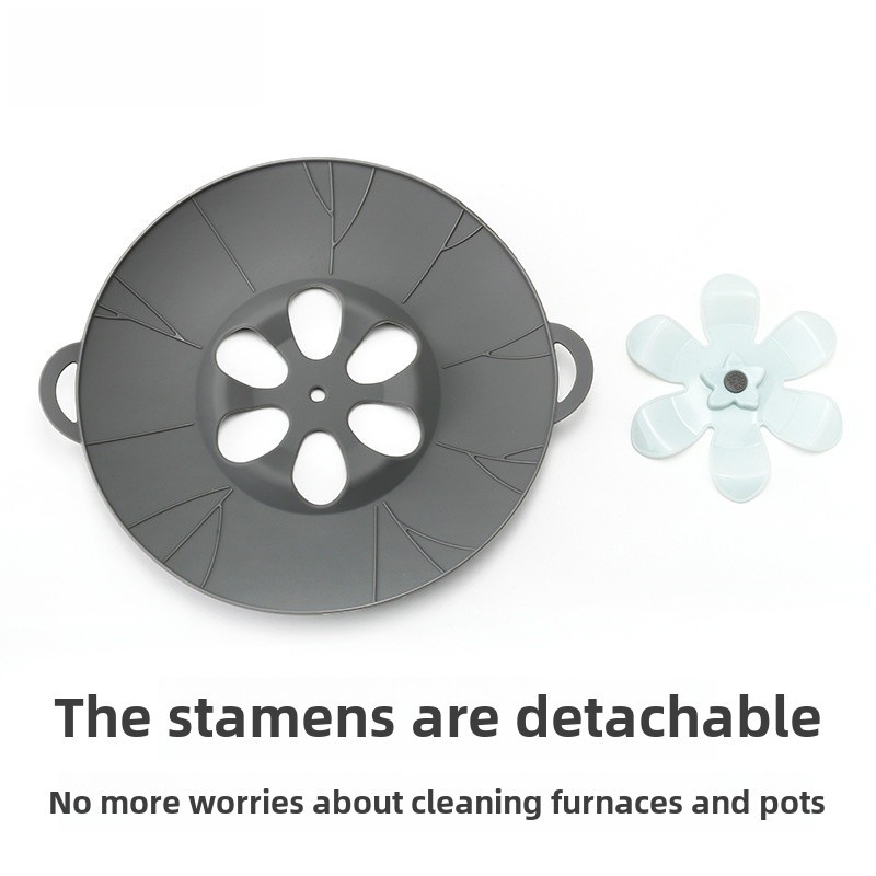 in stock silicone flower type anti-overflow pot cover silicone fresh cover rotatable pot cover kitchen gadgets wholesale