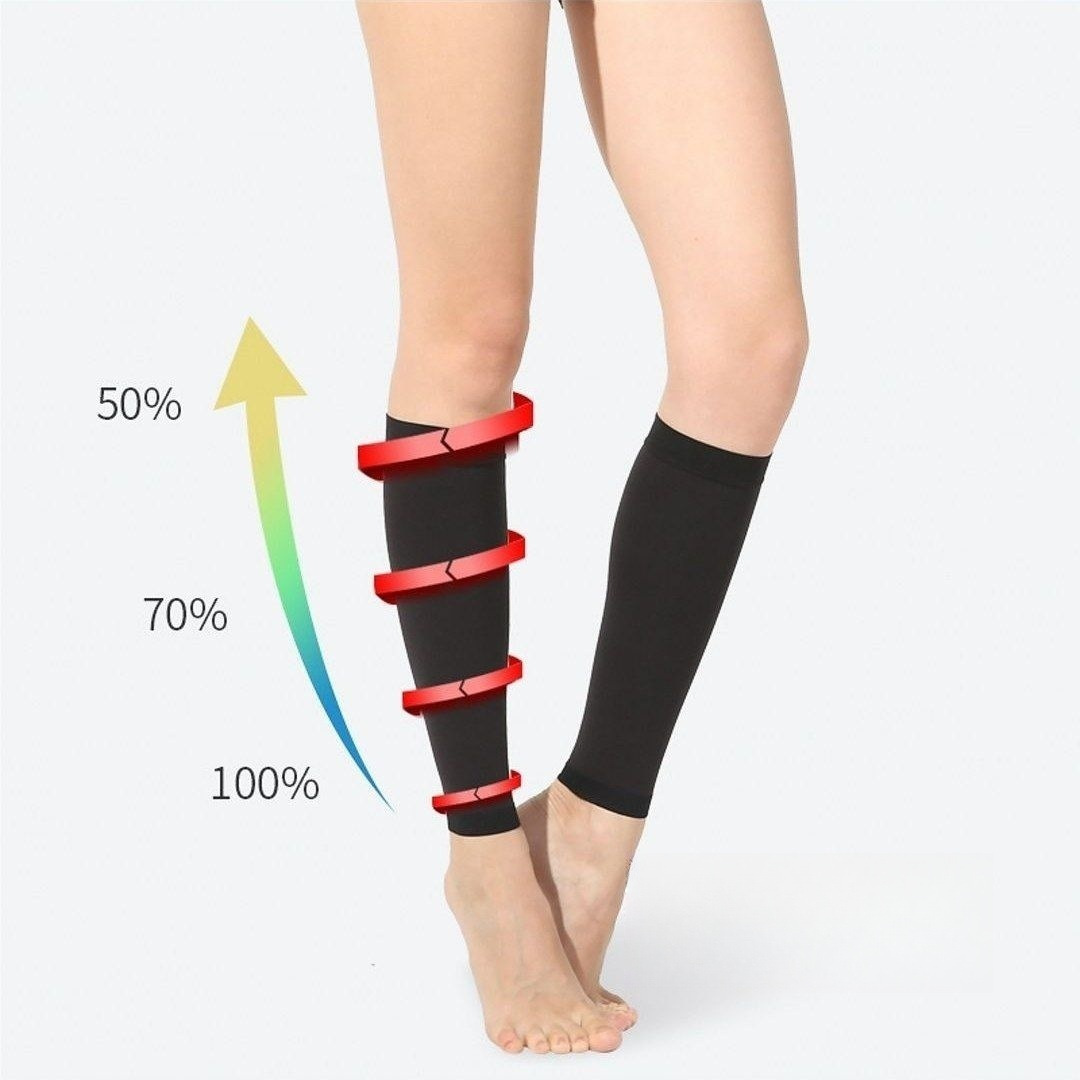 Xinzhangzhuang Black Mid-Calf Two-Level Calf Socks with Exposed Ankles for Medical Varicose Veins Pressure Calf