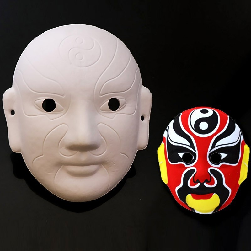 1 indentation Beijing Opera facial makeup white hand painting kindergarten children's manual work DIY graffiti pulp white embryo mask