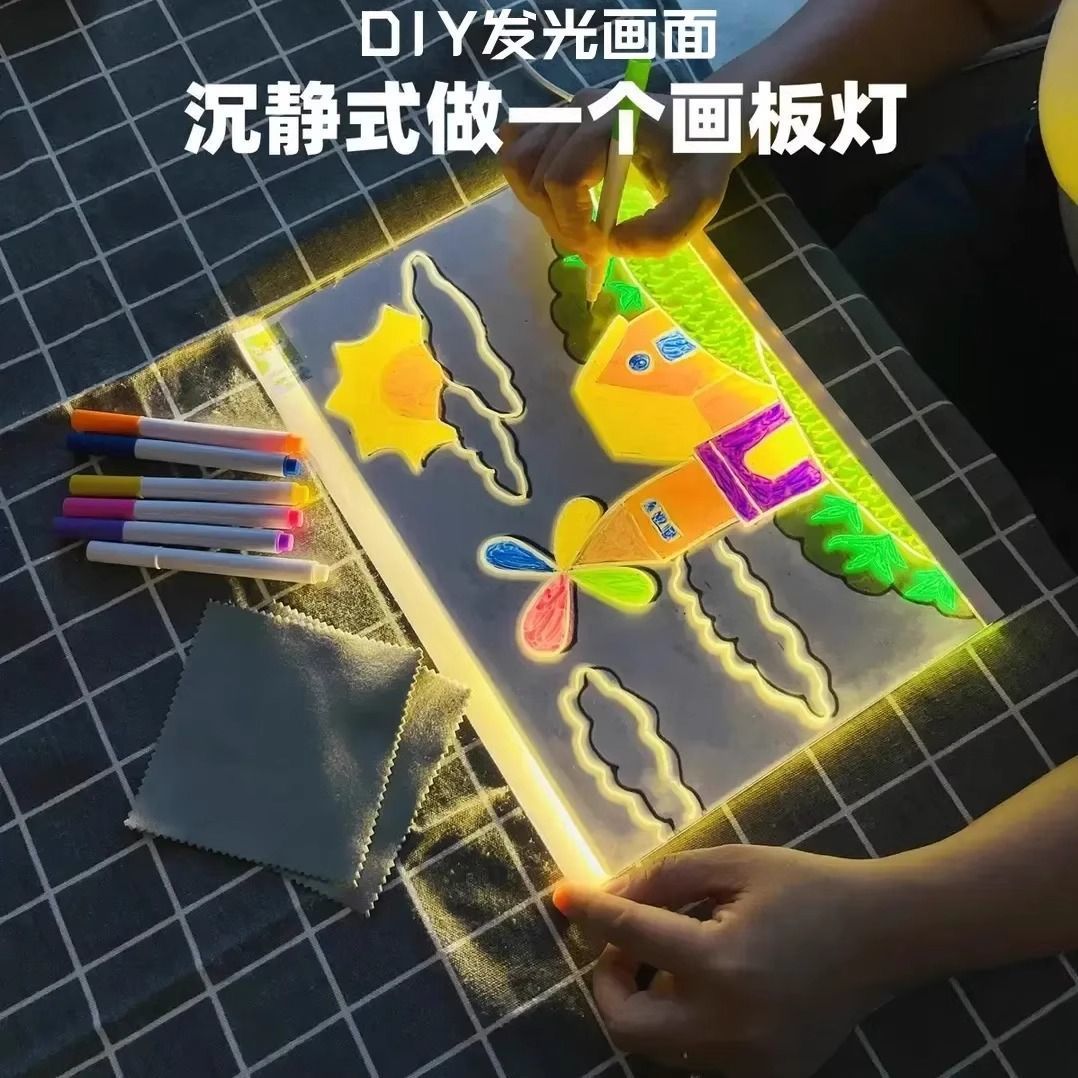 Drawing Board Children's Erasable Acrylic Transparent Writing Board Billboard Stall Luminescent Billboard Fluorescent Drawing Board