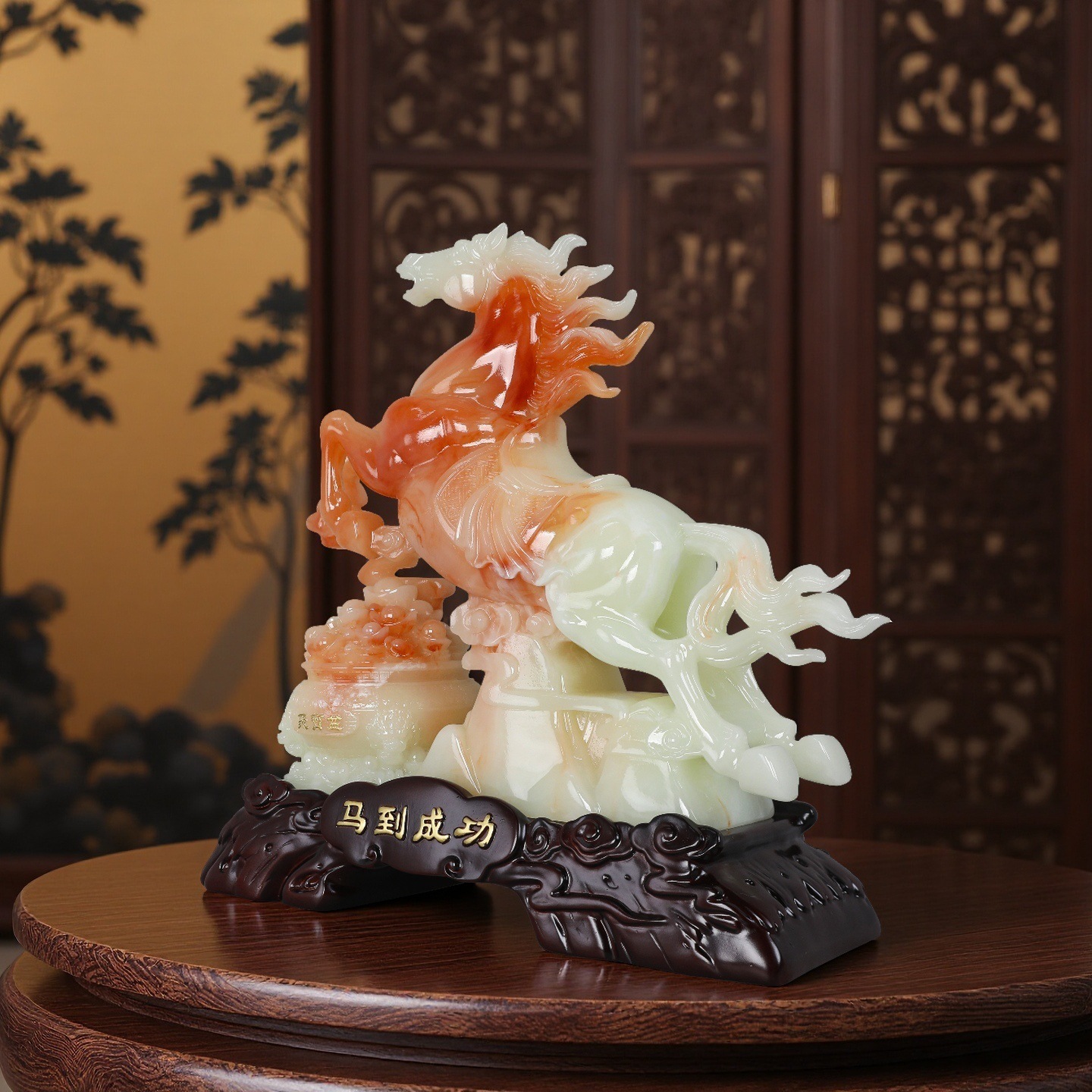 2026 Imitation Jade Horse Ornaments for Home Living Room Entrance Tv Cabinet Boss Office Decoration Housewarming Opening Gift