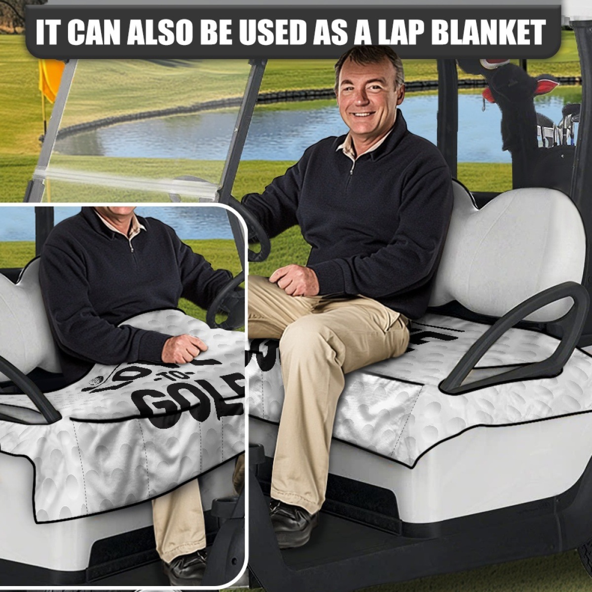 Love to Golf Printed Golf Cart Seat Cushion Cover Amazon Best Selling Golf Cart Seat Cover with Flap Pocket Pantss