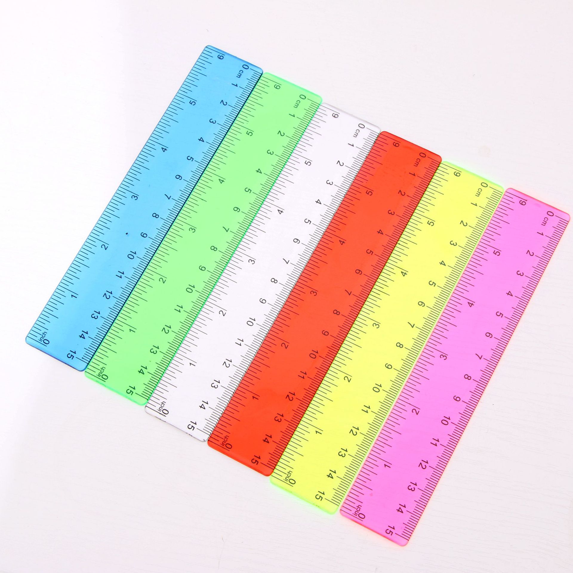 Advertising ruler 15cm color plastic ruler color transparent ruler learning tools simple ruler support wholesale