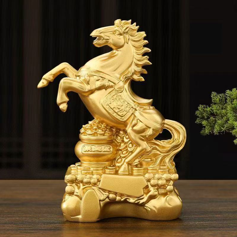 Golden Horse Ornaments to Attract Wealth and Success, Handicrafts, Entrance Opening Gifts, Zodiac Signs, Housewarming Living Room and Office Ornaments