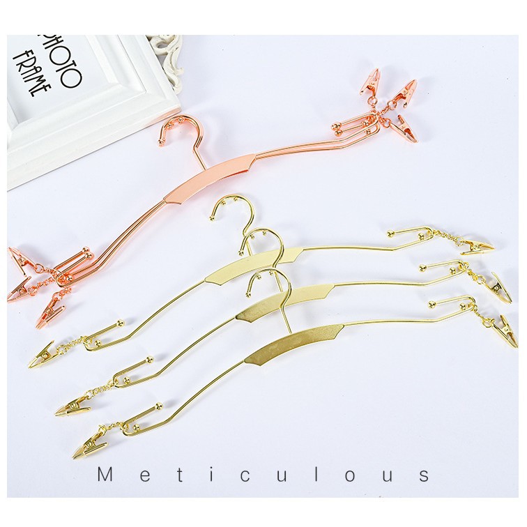 Metal Underwear Hanger Rose Gold Pant Clip Underwear Store Special Pants Hanger Clothes Support Underwear Rack Non-Slip Design