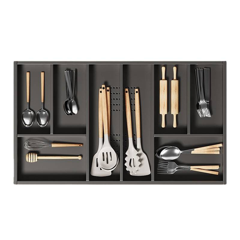 Gun Gray Pull Basket Kitchen Cabinet Double-Layer Drawer Type 304 Stainless Steel Seasoning Blue Dishware Storage Bowl Basket