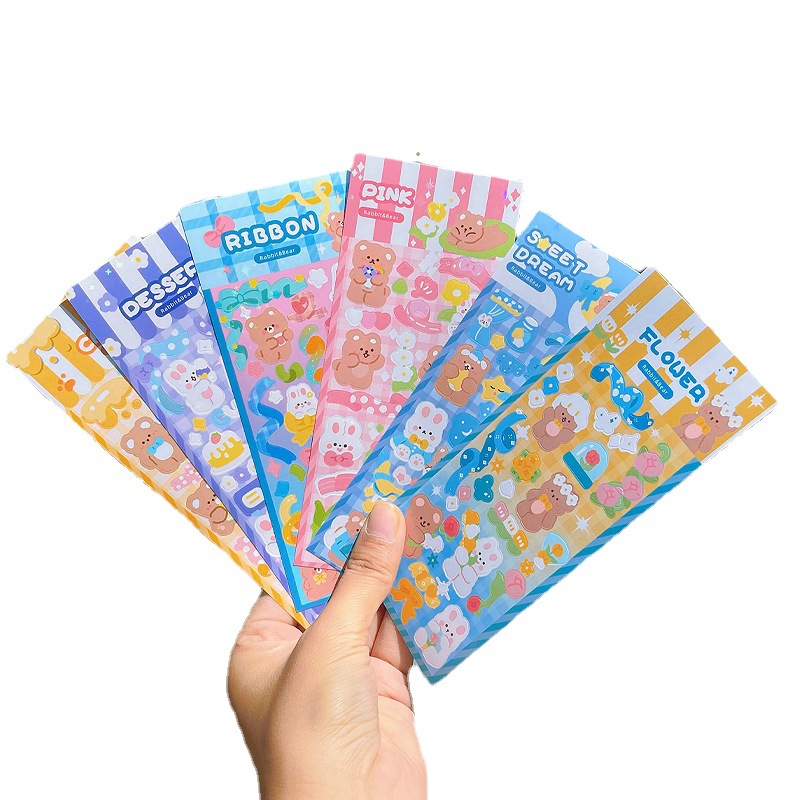 Cartoon ins Hand Account Goo Card Sticker Creative Shining Laser Photo Decorative Sticker Korean Hand Account Stationery Sticker