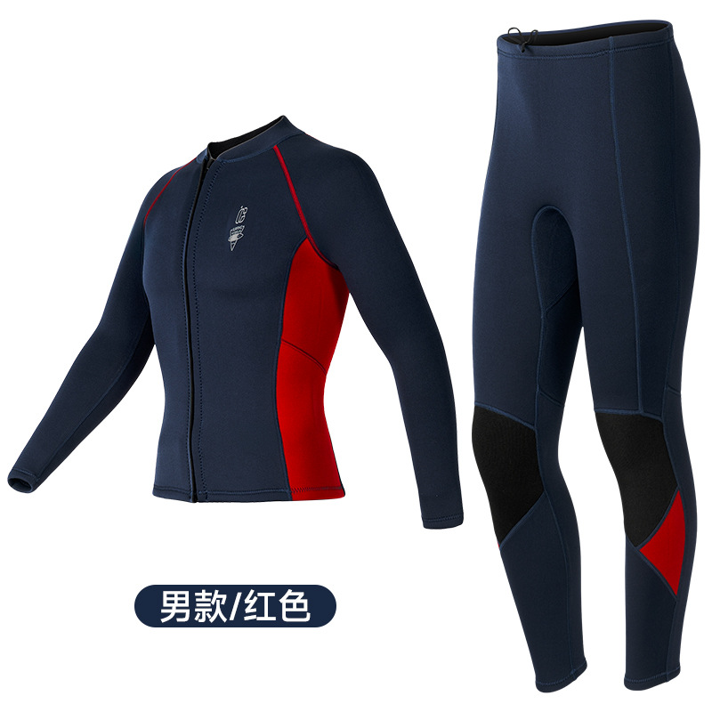 3mm Diving Suit Men's Split Diving Suit Women's Long Sleeve Cold-proof Warm Diving Top Pants Snorkeling Surfing Swimsuit