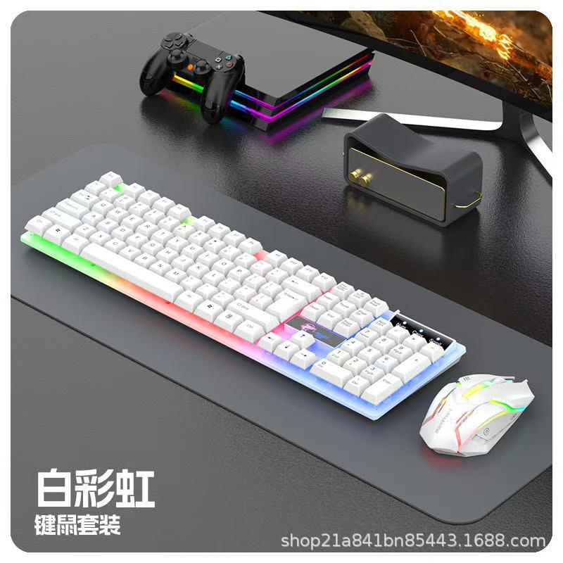 Cross mirror T350 wired suit keyboard in stock wholesale usb luminous keyboard mouse suit colorful rgb game eat