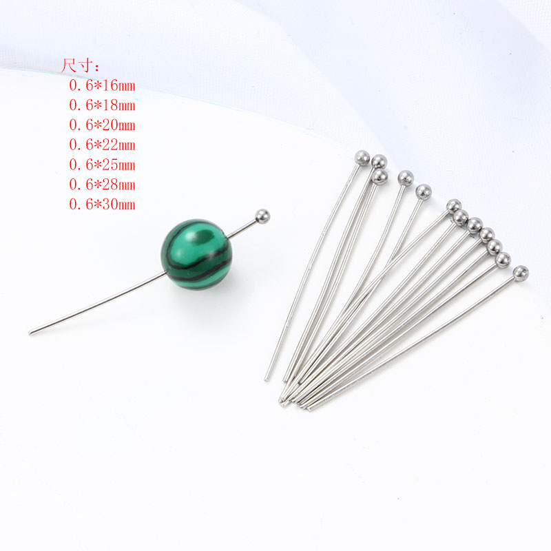 Stainless steel ball pin round pin steel color vacuum color retaining earrings necklace bracelet jewelry accessories beaded material diy