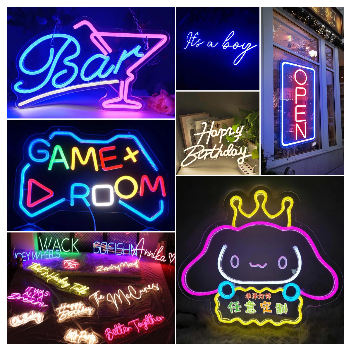 Новая светодиодная атмосфера Happy Birthday от Amazon, USB световой знак с гравировкой в виде неона для игрового контроллера