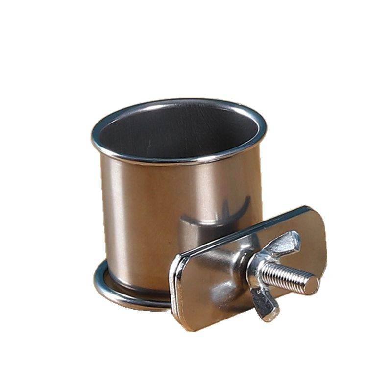 Parrot Stainless Steel Food Cup with Cup Holder Food Basin Food Trough Tiger Peony Feeder Feeder with Cup Clip Cup