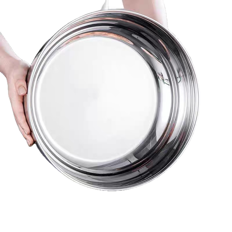Stainless Steel Basin with Mirror Finish, Thickened for Home Use, Suitable for Beating Eggs, Mixing Vegetables, Cooking, Kitchen Washing, Baking, and Non-Stick Dough Mixing