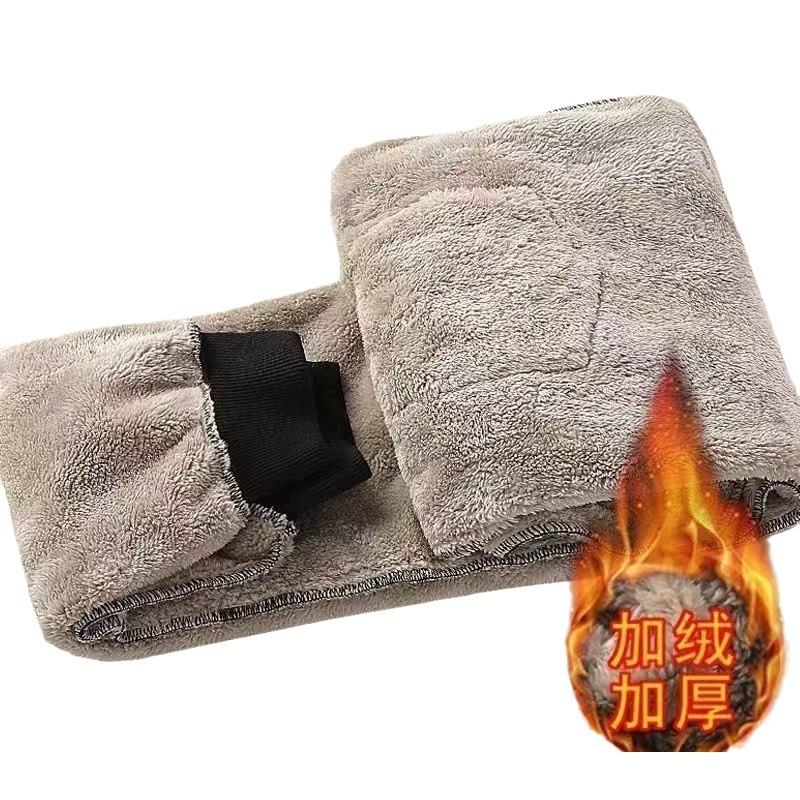 [Lambswool] autumn and winter casual pants men's fleece-lined thickened plus size Korean style slim fit sports stretch warm trousers