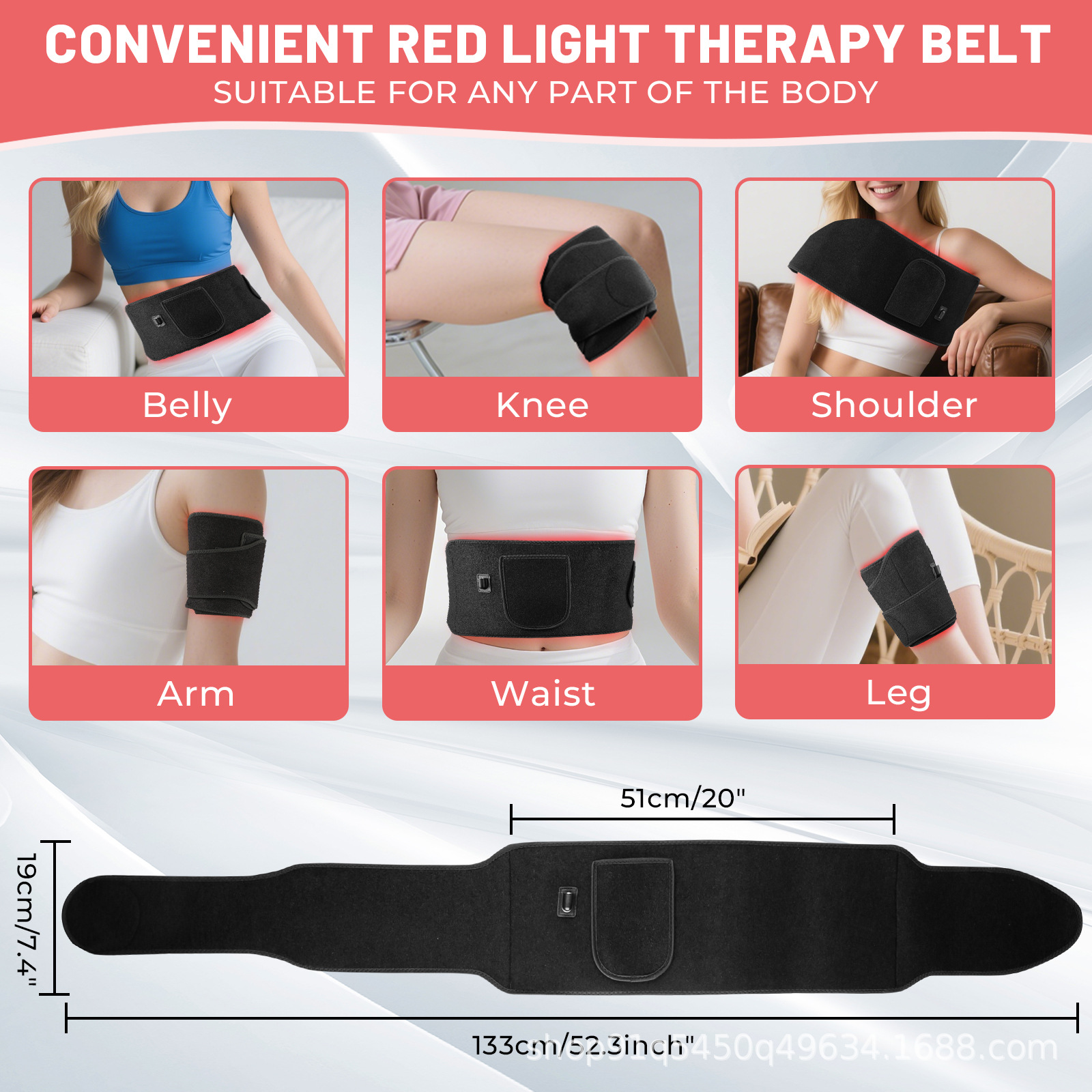 Cross-Border 140 Red Light Infrared Physiotherapy Belt Red Light 280Pcs Infrared 140Pcs Hot Compress Waist Belt Warm Palace Belt
