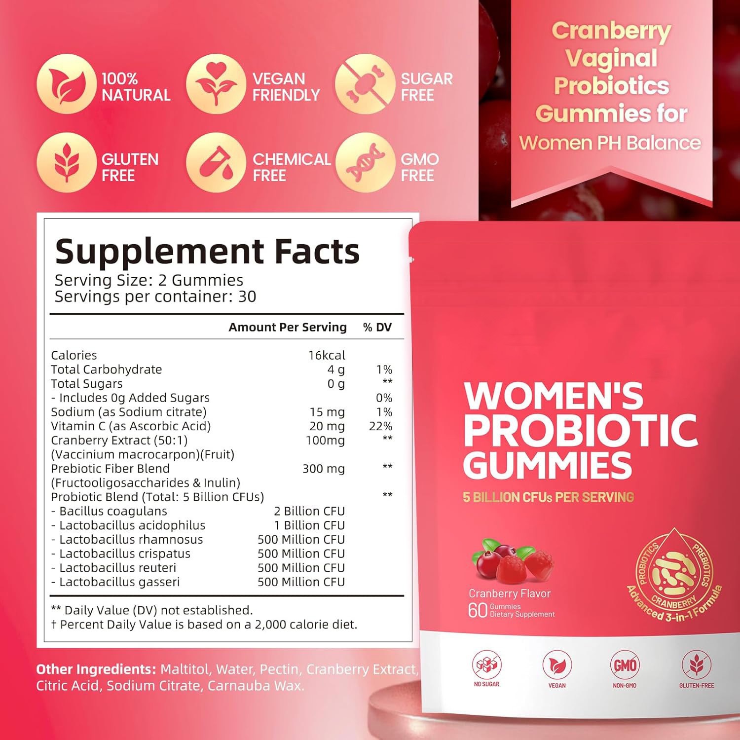 [Ready Stock for Quick Delivery] Tk Best-Selling Cross-Border Factory Cranberry Probiotic Gummies Cranberryprobiotic