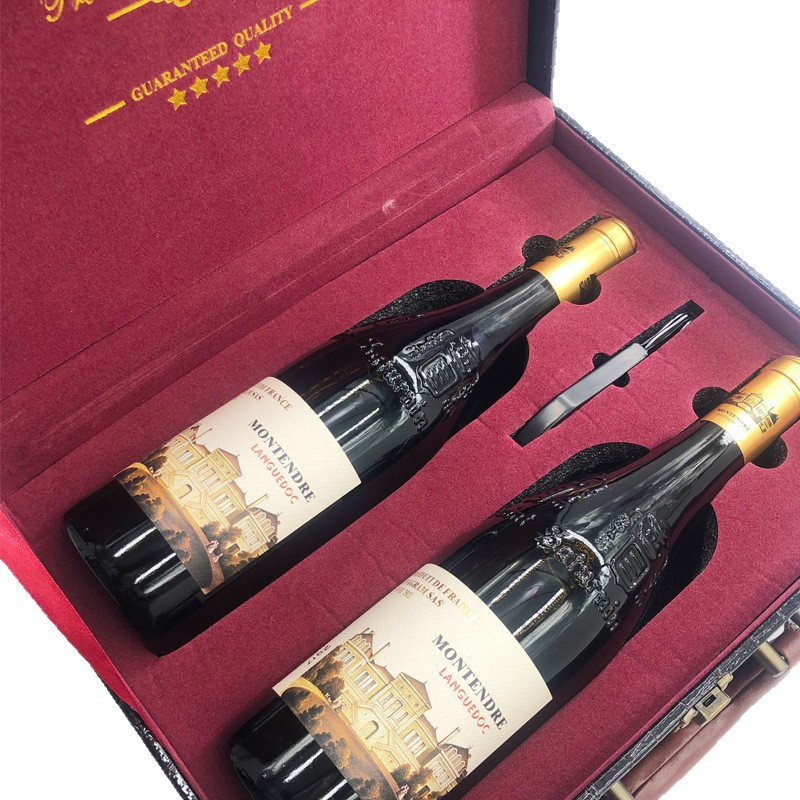 15-Degree French Original Imported Red Wine, 2 Bottles in a Gift Box, Dry Red Wine for Wedding Gifts, Aoc Light Luxury