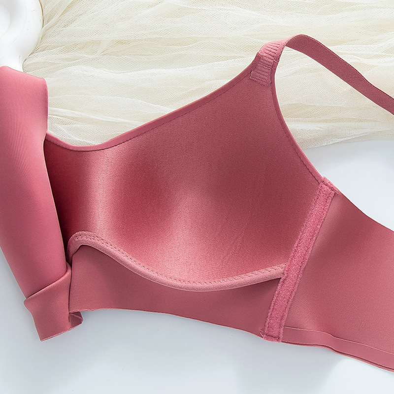 Indonesian Japanese plus size Solid Color Lightweight Bra without Steel Ring One-piece Comfortable Gathered Underwear Thin brain