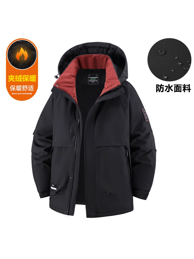 New Men's Winter Fleece-Lined Plus-Size Loose Workwear Trendy Oversized Thickened Jacket 2560-1