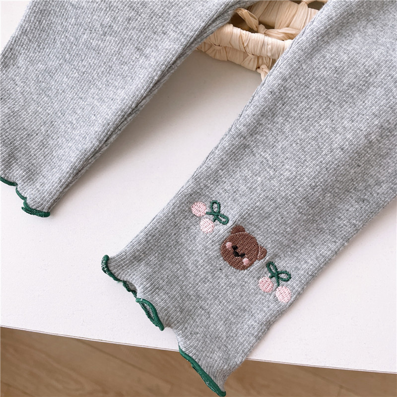 2025 Girls' Summer Wear Bear Cherry Cartoon Leggings Western Style Baby Outer Wear Leggings Thin Children's Women's Pants
