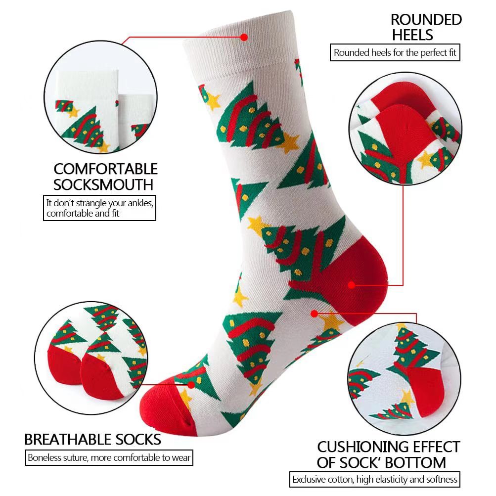 Cross-Border Export New Christmas Socks Snowman Santa Claus Elk Cartoon Mid-Calf Socks Men and Women European and American Christmas Socks