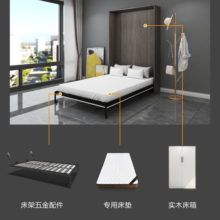 Bookcase Integrated Multifunctional Wardrobe Hidden Cabinet Folding Bed Double Desk Nap Study Wall Bed Invisible