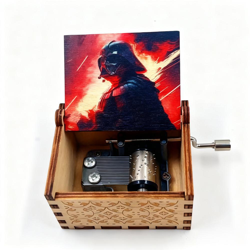 Wooden Hand-Cranked Music Box Star Wars Music Box Toy Stall Decoration Wholesale Painted and Carved Fine Gifts
