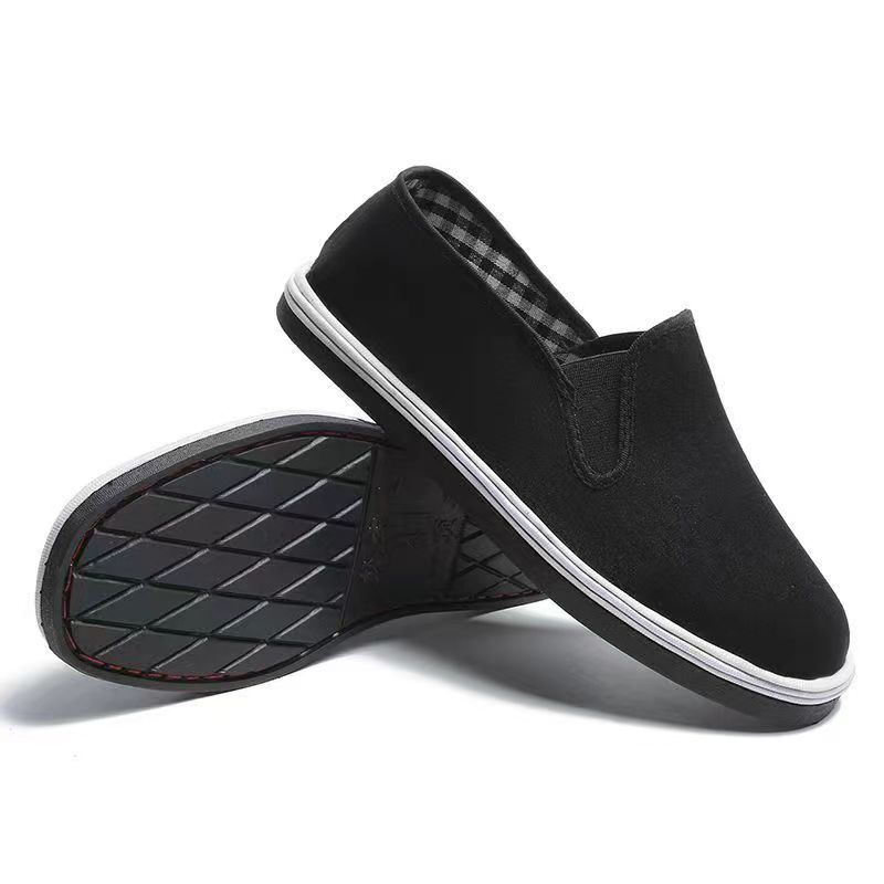 Old Beijing cloth shoes wholesale beef tendon bottom tire bottom thousand layer bottom black cloth shoes men's driver work elastic canvas shoes
