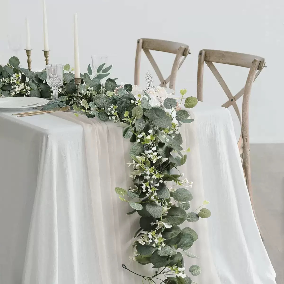 Artificial Flowers Eucalyptus Leaves Artificial Camellia Vines Wedding Party Decoration Ivy Fake Leaves Plants