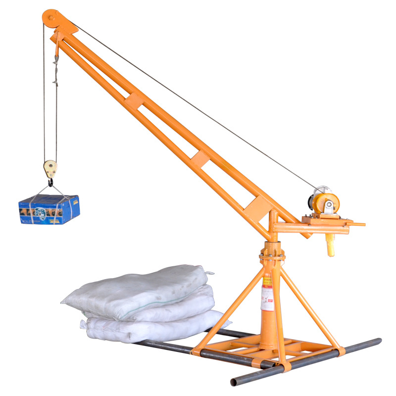 Household Small 220V Crane for Rooftop Use, 1-Ton Hoist for Construction Site Decoration and Material Lifting