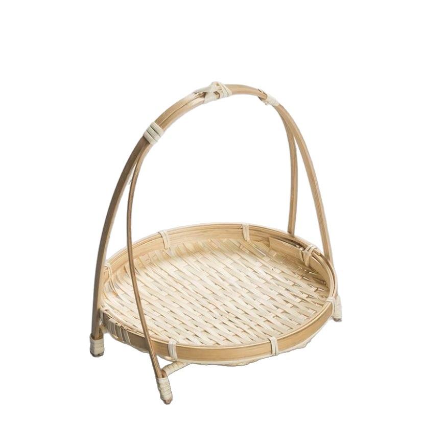 Bamboo Snack Rack, Fruit Basket, Hand-Woven Multi-Layer Storage Rack, Chinese Storage Basket, Bamboo Tray Wedding Decoration