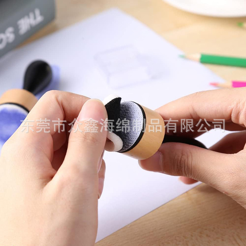 Coloring blooming sponge brush handmade greeting card making hand account dyeing card coloring replaceable sponge head wooden handle seal brush