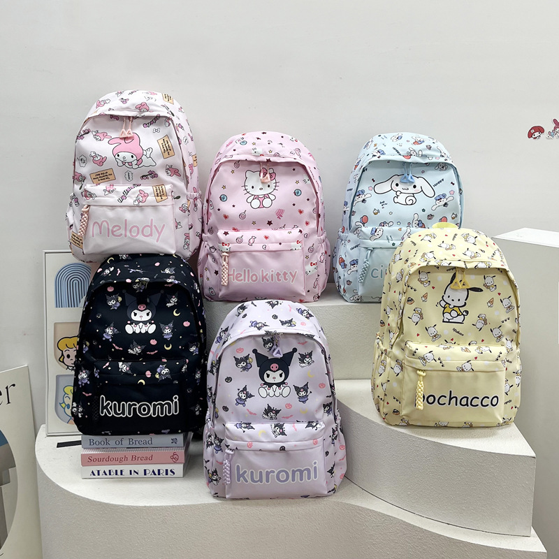 Новый рюкзак для студентов, большой ёмкости, с принтом Sanrio, для старших и младших классов, повседневный простой рюкзак