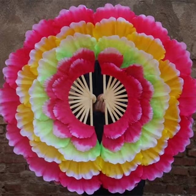 Wholesale Peony Petal Fan Dance Fan Dancing Fan Double-sided Adult Opening Dance Big Petal Fan Square Yangko Fan