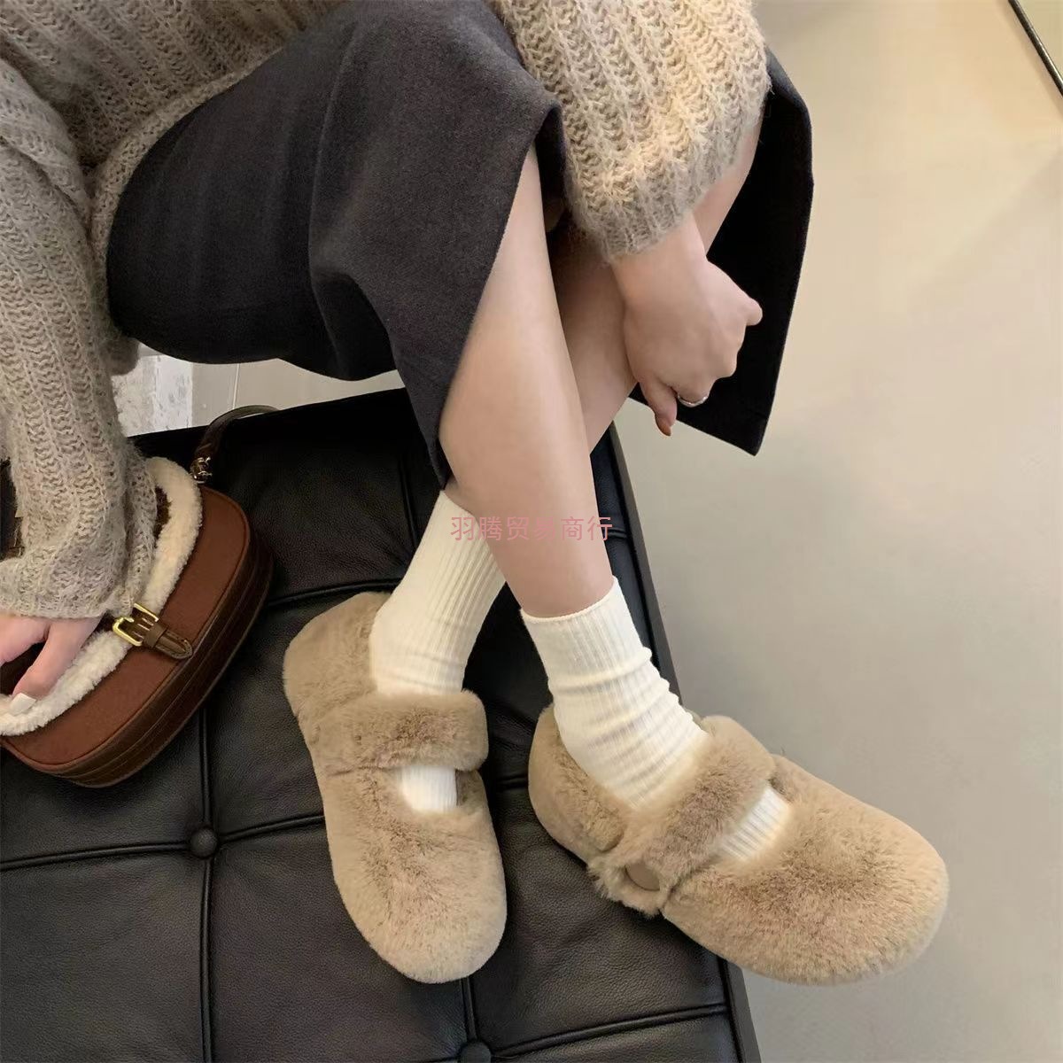 Обувь больших размеров 35-43 для женщин, французский вечерний стиль, меховые туфли, утепленные, мягкая подошва