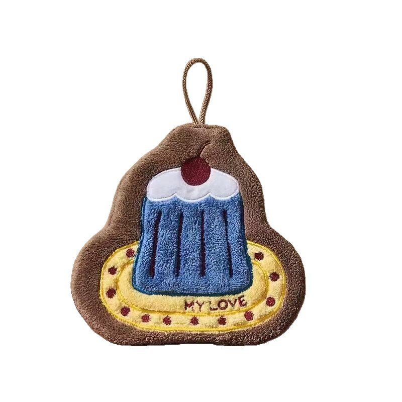 Cherry Cake Hand Towel Hanging Cute Hand Towel Kitchen Bathroom Absorbent Rag Thickeneded Quick-Drying Handkerchief