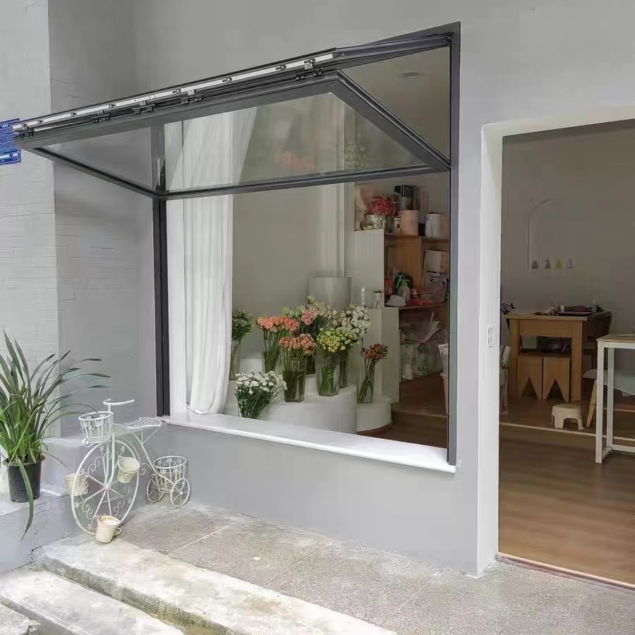 Складные окна с подъемом и опусканием для магазинов чая и кофе, алюминиевый сплав, легкое поднятие любых откидных окон