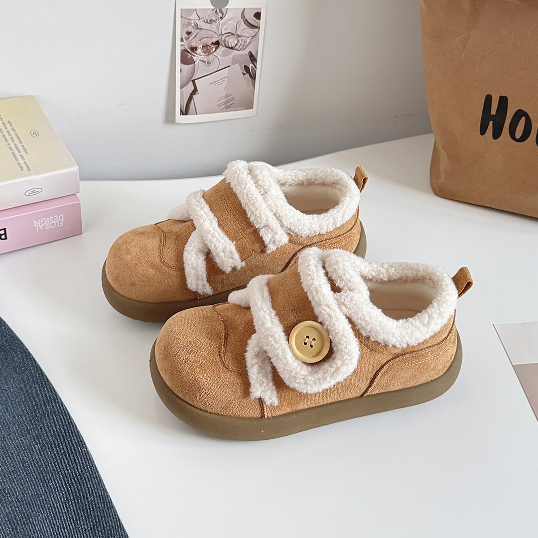 Bell Plus Velvet Flats-Soled Beanie Shoes for Women's Winter Outer Wear 2025 New Velvet Versatile Furry Shoes B3002